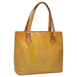 LOUIS VUITTON Monogram Vernis Handtasche Houston Beige M91004 LV Auth 112823