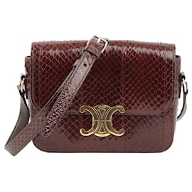 Céline Teen Triomphe borsa in pitone bordeaux