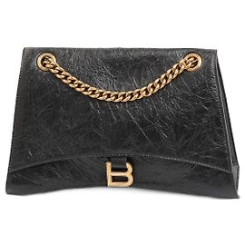 Borsa a spalla Balenciaga Crush Medium in pelle nera
