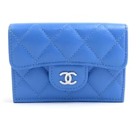 Chanel Blau Kaviarleder Dreifach-Brieftasche