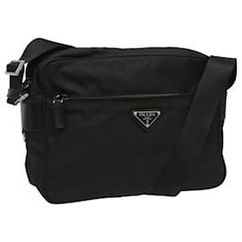PRADA Borsa a Spalla in Nylon Nera e Argento Autentica 111866