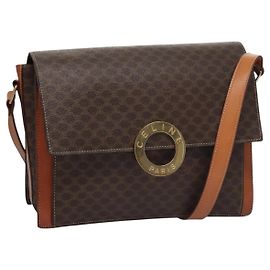 Céline CELINE Macadam Canvas Shoulder Bag PVC Leather Brown Auth 110507