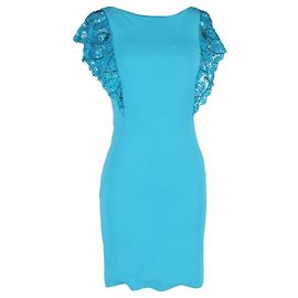 Emilio Pucci Kleid mit Flatterärmeln aus türkisem Polyester