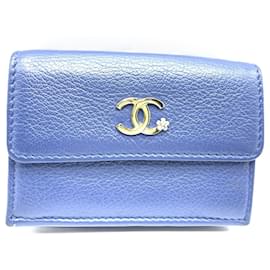 Kleine Lederbörse für Damen Chanel Lucky Flower Navy