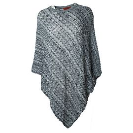 Poncho tessuto a zigzag bianco e nero di Missoni