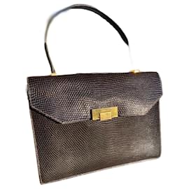Hermès Handtasche aus Eidechsenleder Schokolade