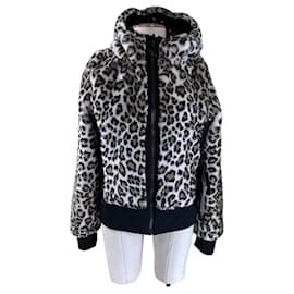 Giacca Goldbergh Double Face Sunna Nera Stampa Leopardo