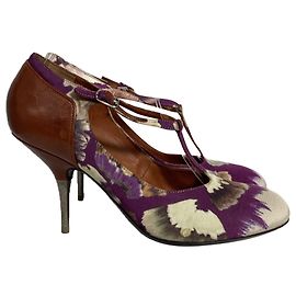 Décolleté con stampa floreale Dries Van Noten in cotone viola