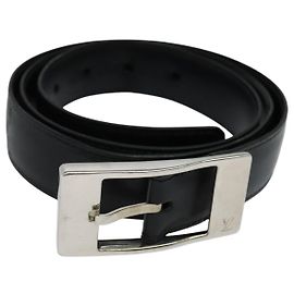 LOUIS VUITTON Gürtel aus Leder 29,9""-34,3"" schwarz silber M9831 LV Auth 98233