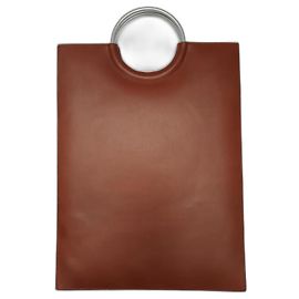 Autre Marque Borsa porta documenti in ecopelle color caramello con manico in metallo