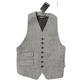 Dsquared2 Weste aus Wolle grau Fischgrätmuster
