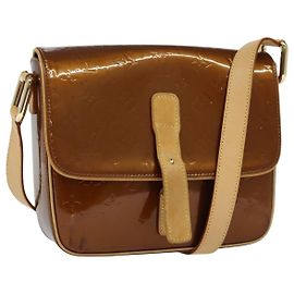 LOUIS VUITTON Borsa a Spalla Monogram Vernis Christie GM Bronzo M91107 Auth 108191