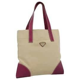 PRADA Borsa Tote Tela Camoscio Beige Viola Argento Auth hk2041 - Prada
