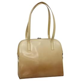 Borsa a spalla Salvatore Ferragamo in pelle verniciata beige Auth 110481