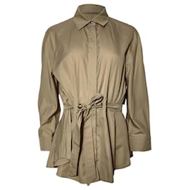 Camisa con cinturón Max Mara Cuneo en algodón beige