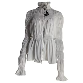 Blusa con cremallera fruncida Off-White en nylon blanco - Off White