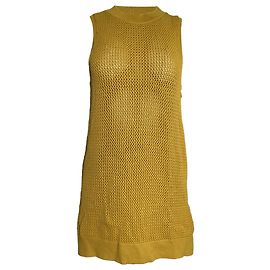 Jason Wu Pointelle-Strick-Tunika-Pullover aus gelber Viskose