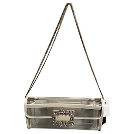 Borsa a mano con fibbia in cristallo Roger Vivier in PVC bianco