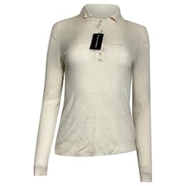 Nili Lotan Kragenpullover aus cremefarbener Wolle