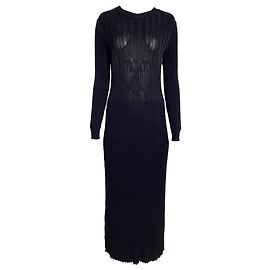 Max Mara Langes Strickkleid aus Viskose in Marineblau
