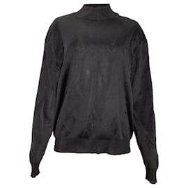 Pullover mit Stehkragen aus schwarzer Viskose mit gesticktem Alaïa-Logo