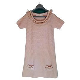 Abito Elisabetta Franchi in lana rosa beige oro