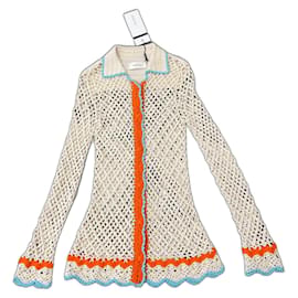 Sportmax Häkelcardigan Baumwolle Orange Türkis Ecru