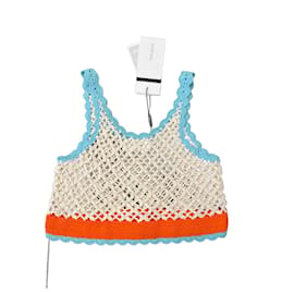 Top all'uncinetto Sportmax in cotone arancione ecru turchese