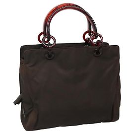 PRADA Borsa a mano in nylon marrone Auth ti2669