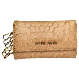 Bolsa de couro bege Miu Miu