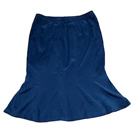Gonna in seta blu Saint Laurent