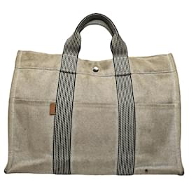 Borsa a mano in cotone beige di Hermès