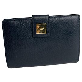 Céline Celine Triomphe Blue Leather Wallet
