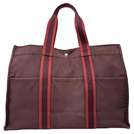 Bolsa de viaje de algodón burdeos de Hermès