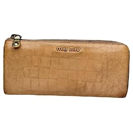 Portafoglio in pelle marrone Miu Miu