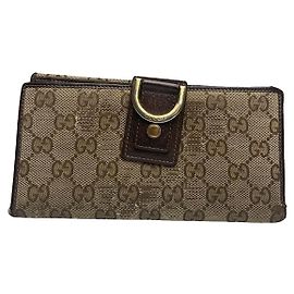 Portafoglio in cotone beige Gucci Horsebit 1955