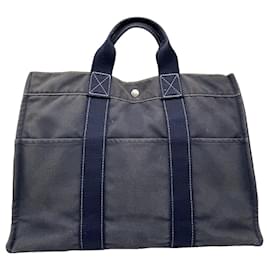 Borsa a mano in cotone blu Hermès