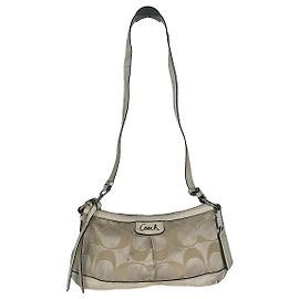 Borsa in pelle bianca Sufflette Signature di Coach