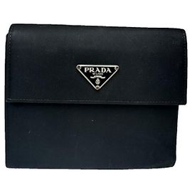 Prada Tessuto  Black Leather Wallet
