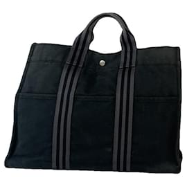 Borsa a mano in cotone nero Hermès