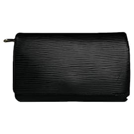 Carteira de couro preto Louis Vuitton Louise