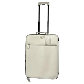 Bolsa de viagem de couro branco Prada