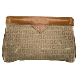 Clutch in cotone marrone Fendi Baguette