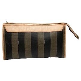 Clutch in pelle nera Fendi Baguette