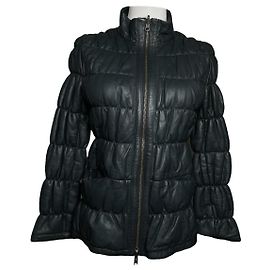 Giacca in pelle antracite Emporio Armani