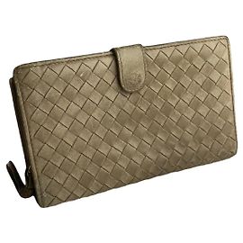 Cartera de cuero beige Bottega Veneta