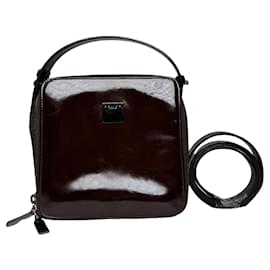Borsa a mano in pelle verniciata viola Celine Case con pattina - Céline