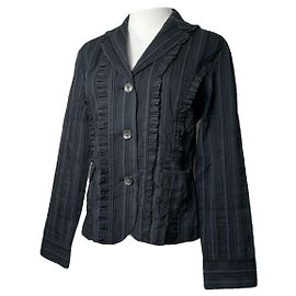 Autre Marque Abrigo trench de viscosa negra Kansai Yamamoto