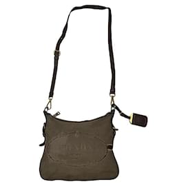 Borsa a mano in cotone verde Prada Plexi