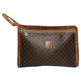 Celine Triomphe Vintage Braune Leder Clutch - Céline